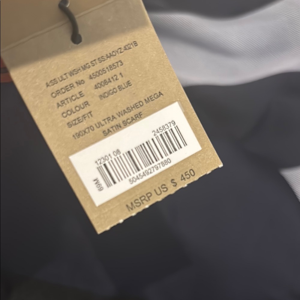 Burberry Navy Blue, White, Light Blue, and Black Satin Scarf - Picture 3 of 6